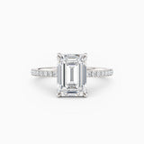 Sarah | Emerald Solitaire Engagement Ring with Pave Band