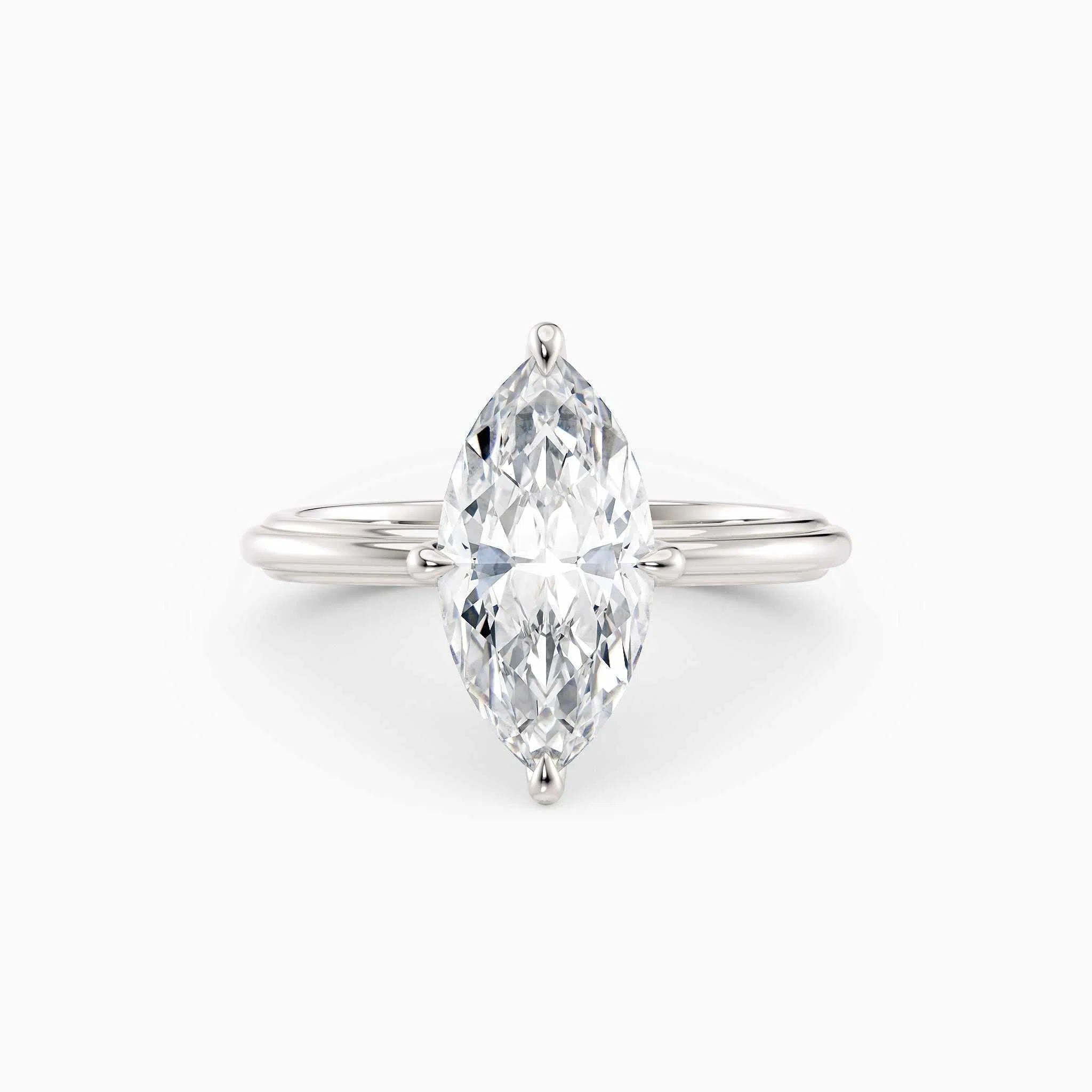 Abby | Marquise Solitaire Tapered Band Engagement Ring