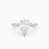 Sarah | Pear Solitaire Engagement Ring with Pave Band