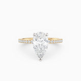 Sarah | Pear Solitaire Engagement Ring with Pave Band