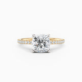 Sarah | Cushion Solitaire Engagement Ring with Pave Band