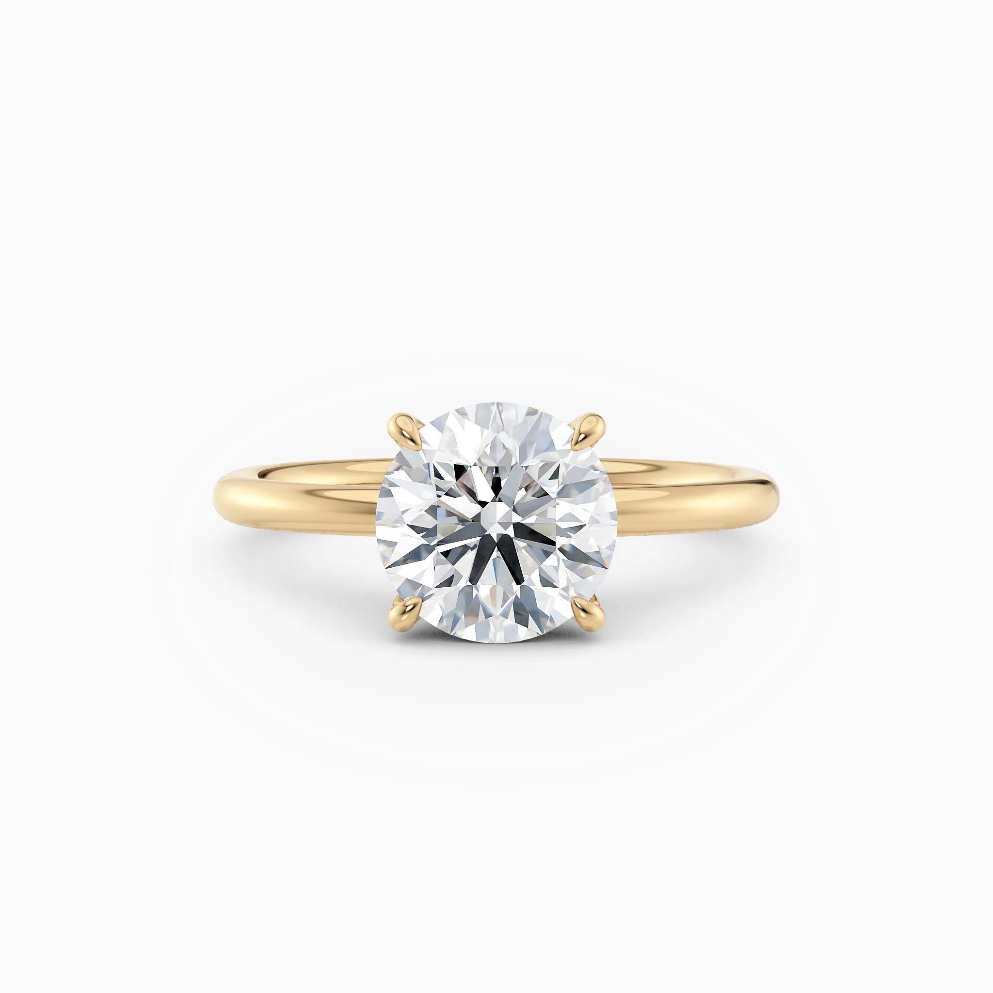 Round Hidden Halo Engagement Ring Yellow Gold