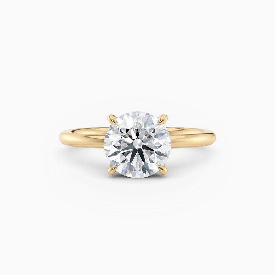 Round Hidden Halo Engagement Ring Yellow Gold