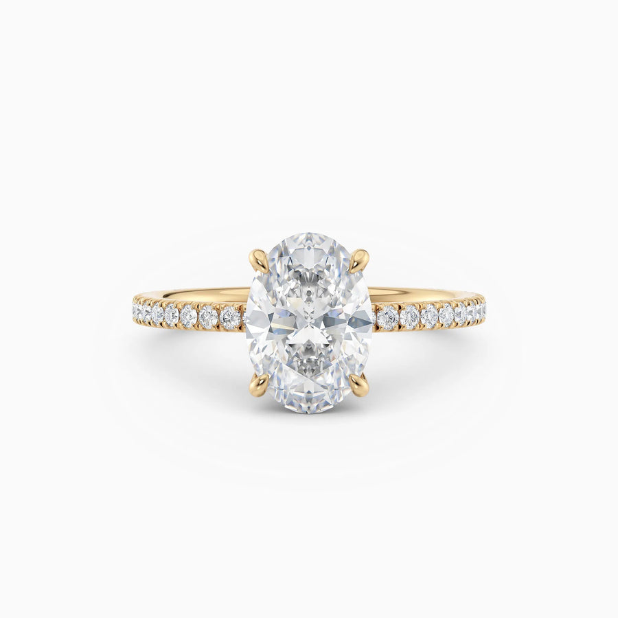 Willow | Oval Cut Hidden Halo Engagement Ring with Pave Band