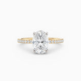 Sarah | Oval Solitaire Engagement Ring with Pave Band