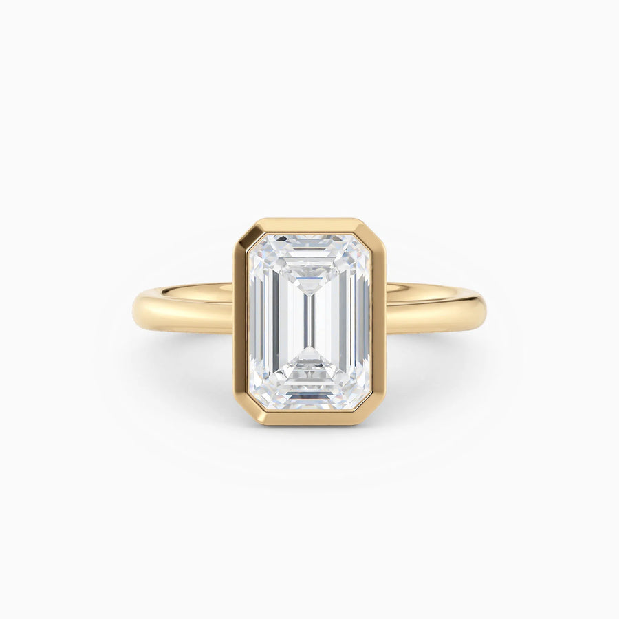 Winnie | Cathedral Emerald Bezel Engagement Ring