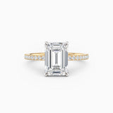 Sarah | Emerald Solitaire Engagement Ring with Pave Band
