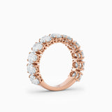 Vertical Three Quarters Oval Diamond Wedding Band