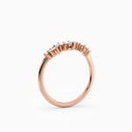 Curved, contoured round diamond wedding band