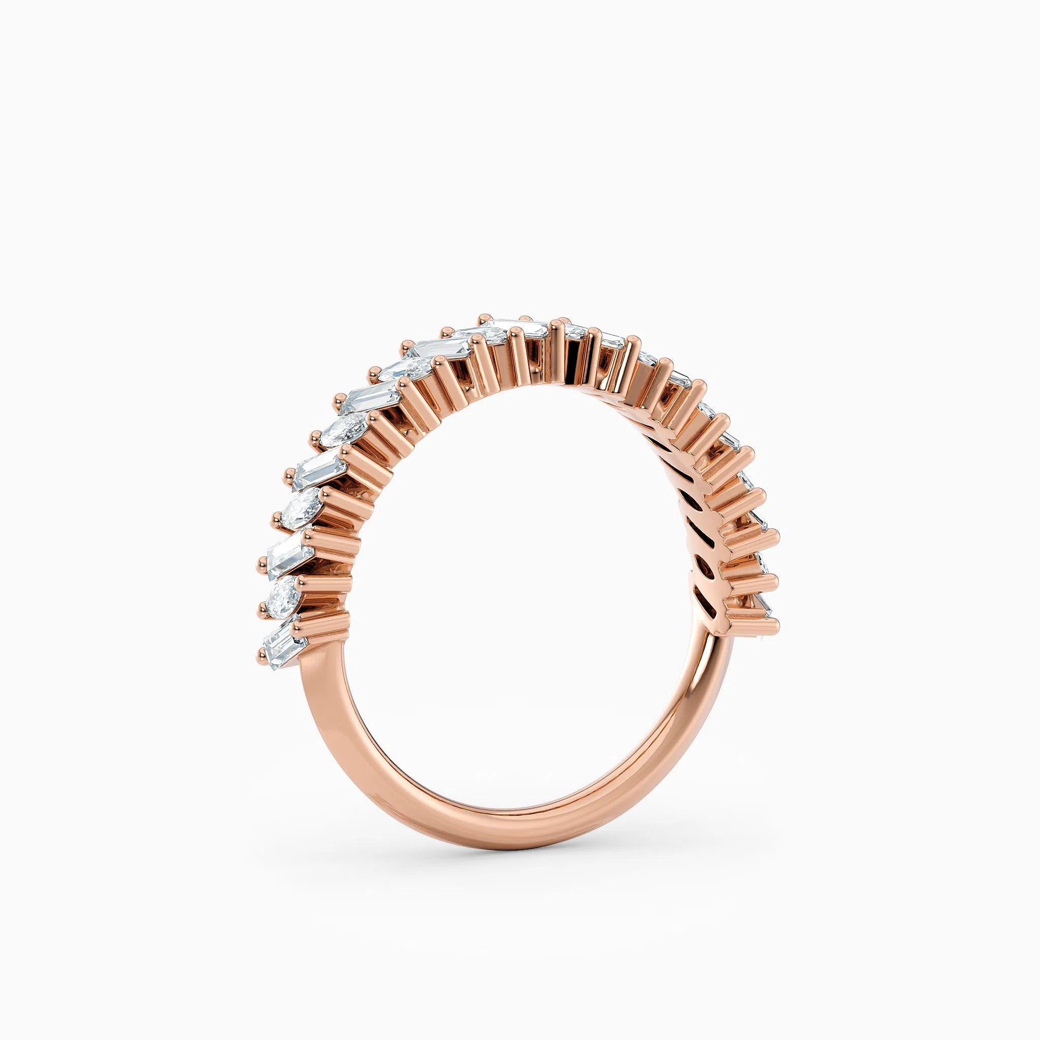 Diagonal Baguette & Oval Diamond Wedding Band