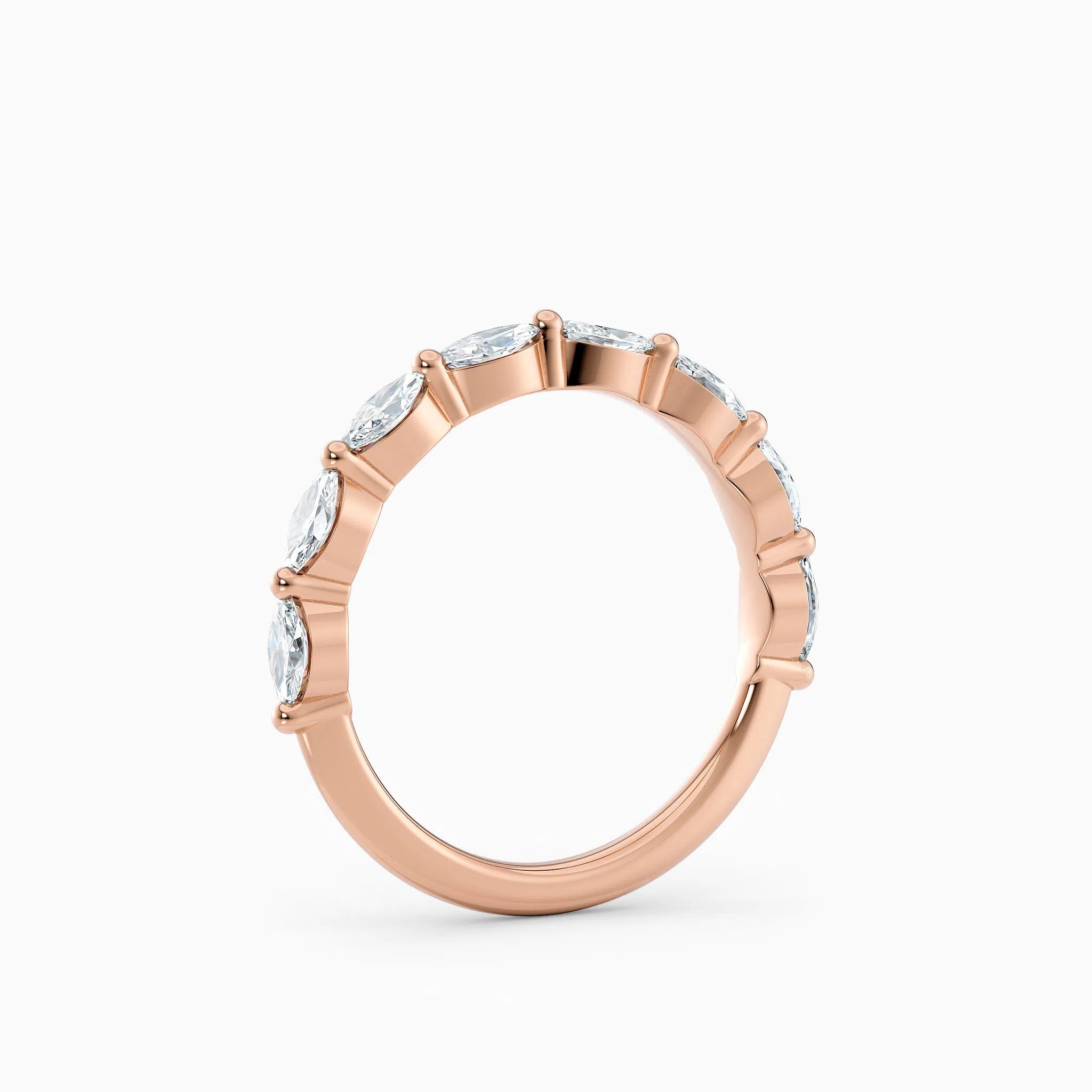 Single Prong Marquise Diamond Wedding Band