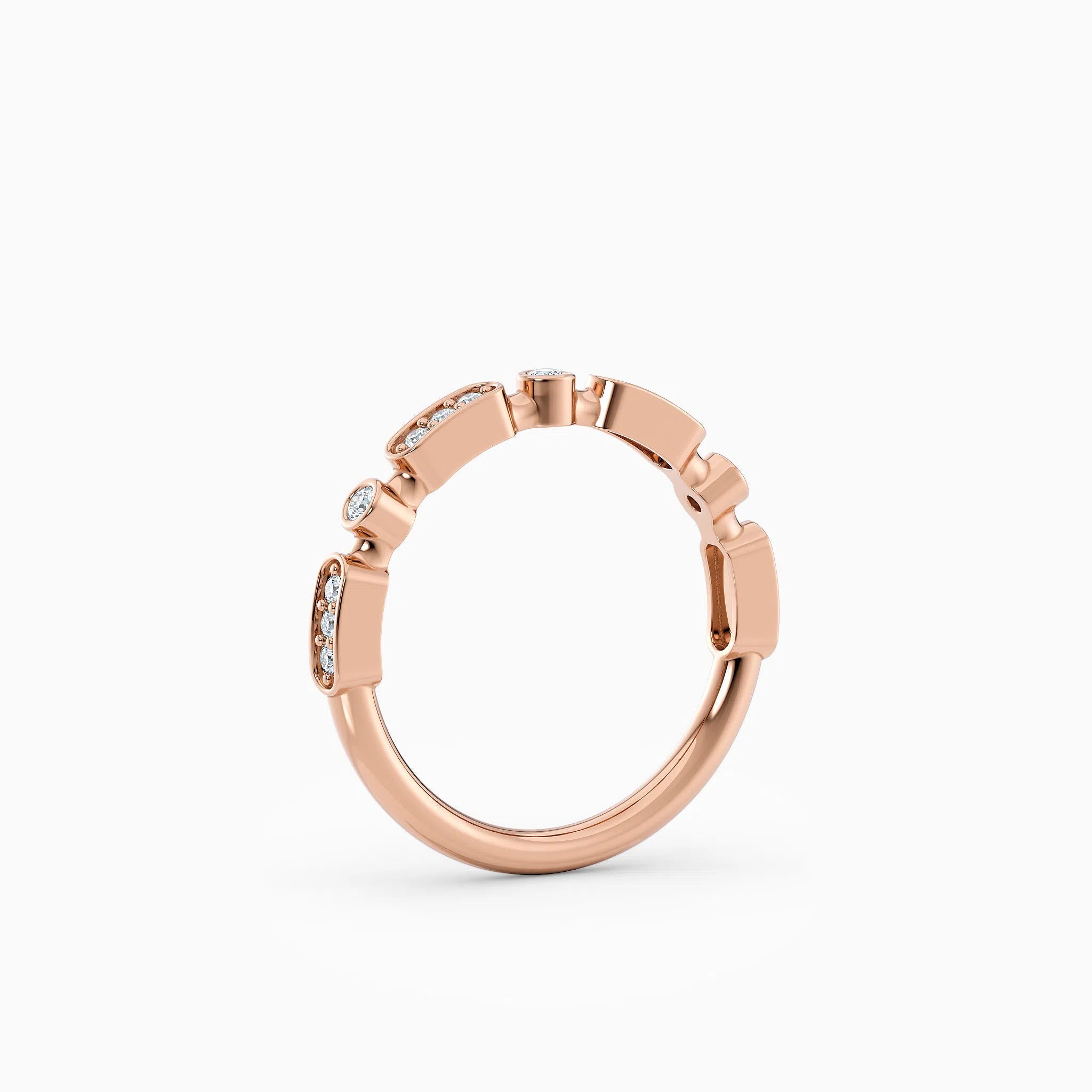 Single & Triple Bezel Set Round Diamond Wedding Band.