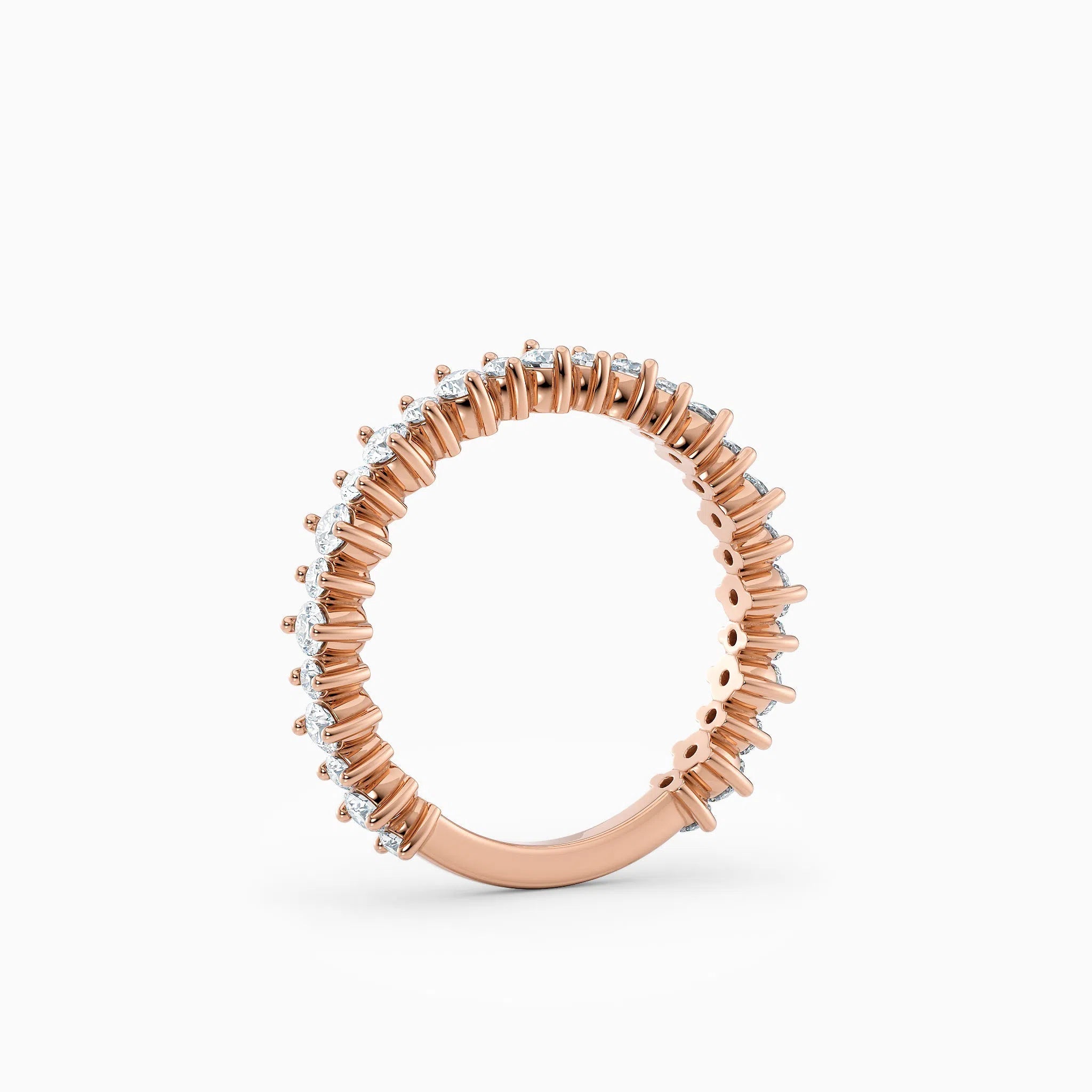 Three-Quarters, Two-Prong Round Diamond Wedding Band