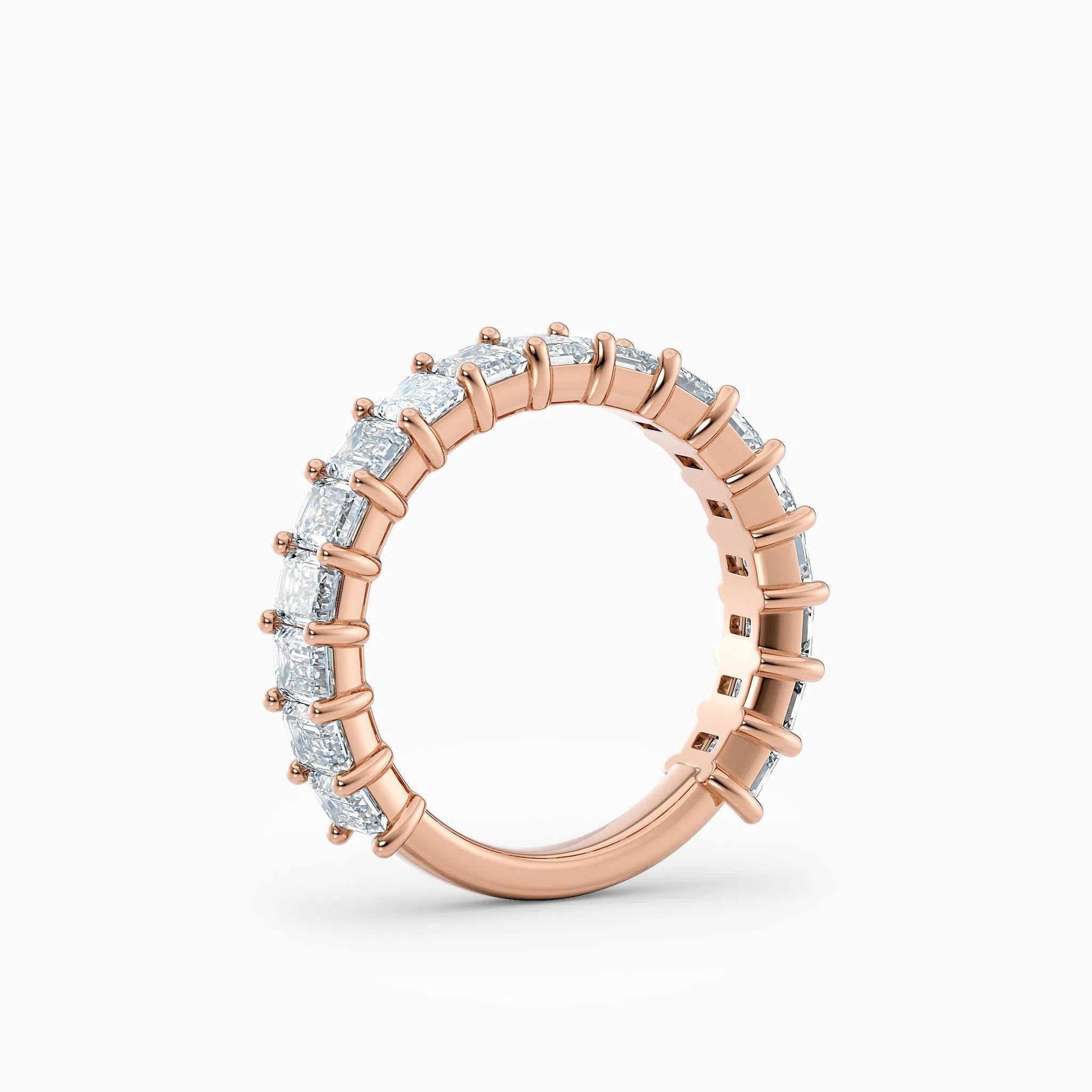 Emerald Cut Three Quarters Diamond Wedding Band