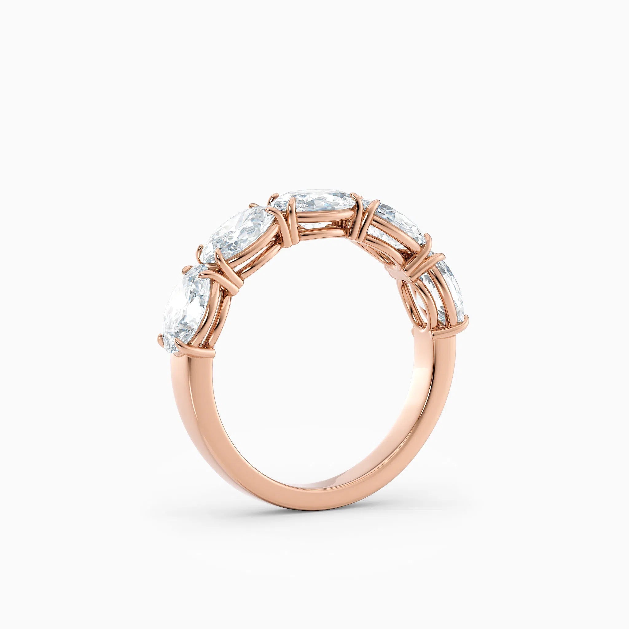 Oval Diamond Four Stone Wedding Band