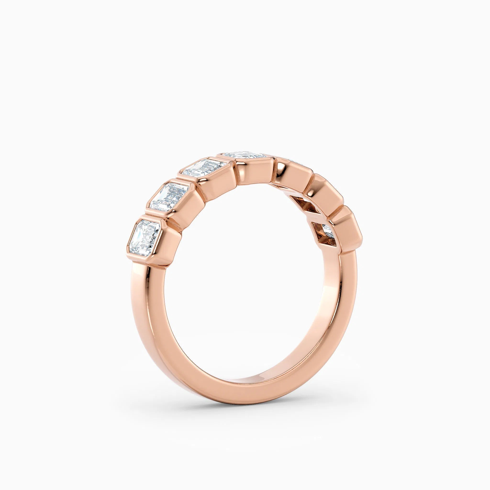 Seven Stone Bezel Set Emerald Cut Diamond Band