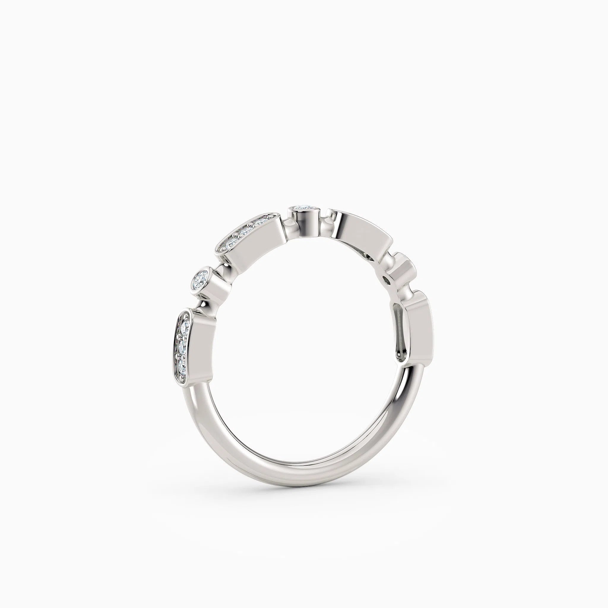 Single & Triple Bezel Set Round Diamond Wedding Band.