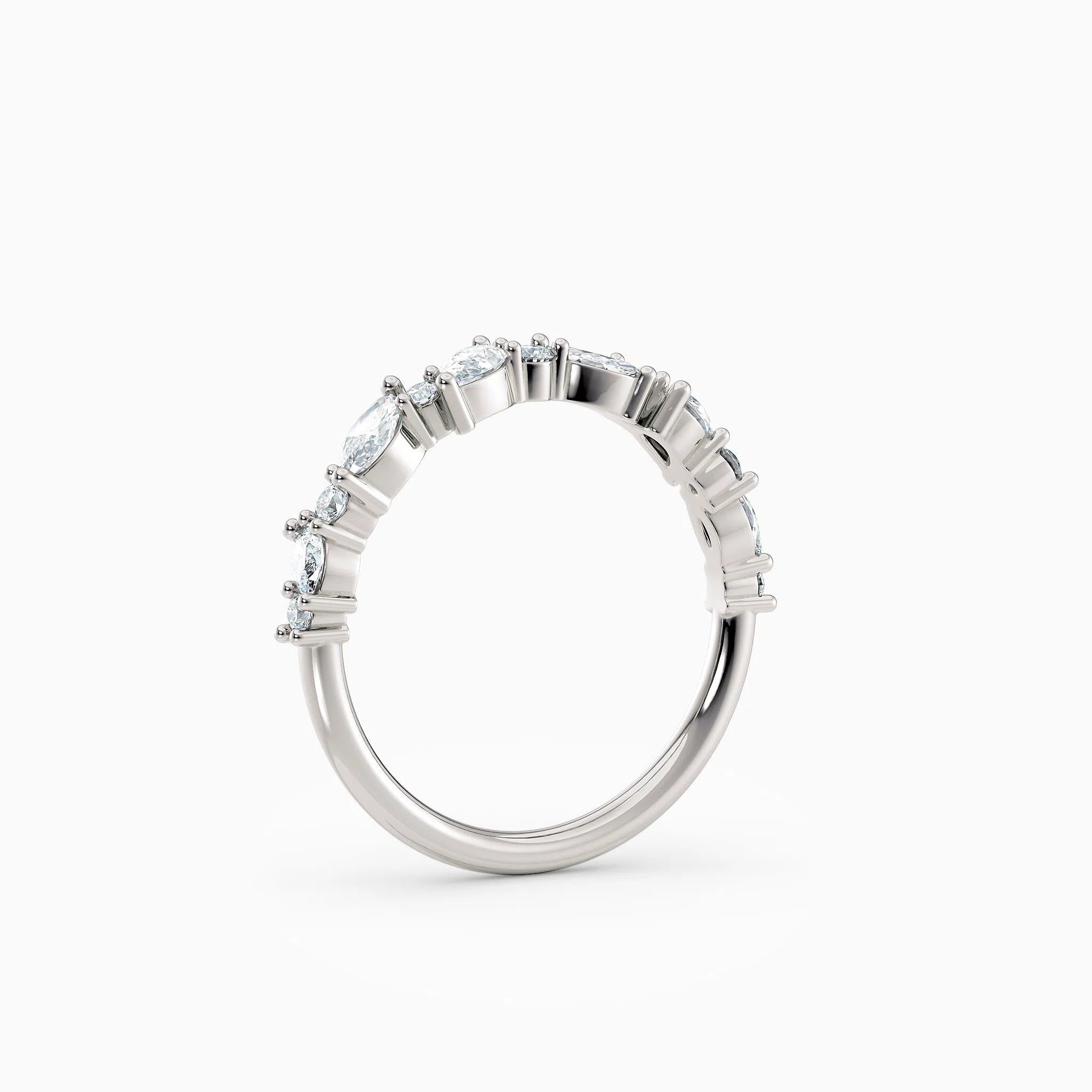 Offset Oval & Round Diamond Wedding Band