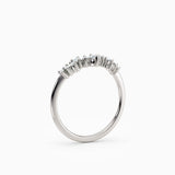 Curved, contoured round diamond wedding band