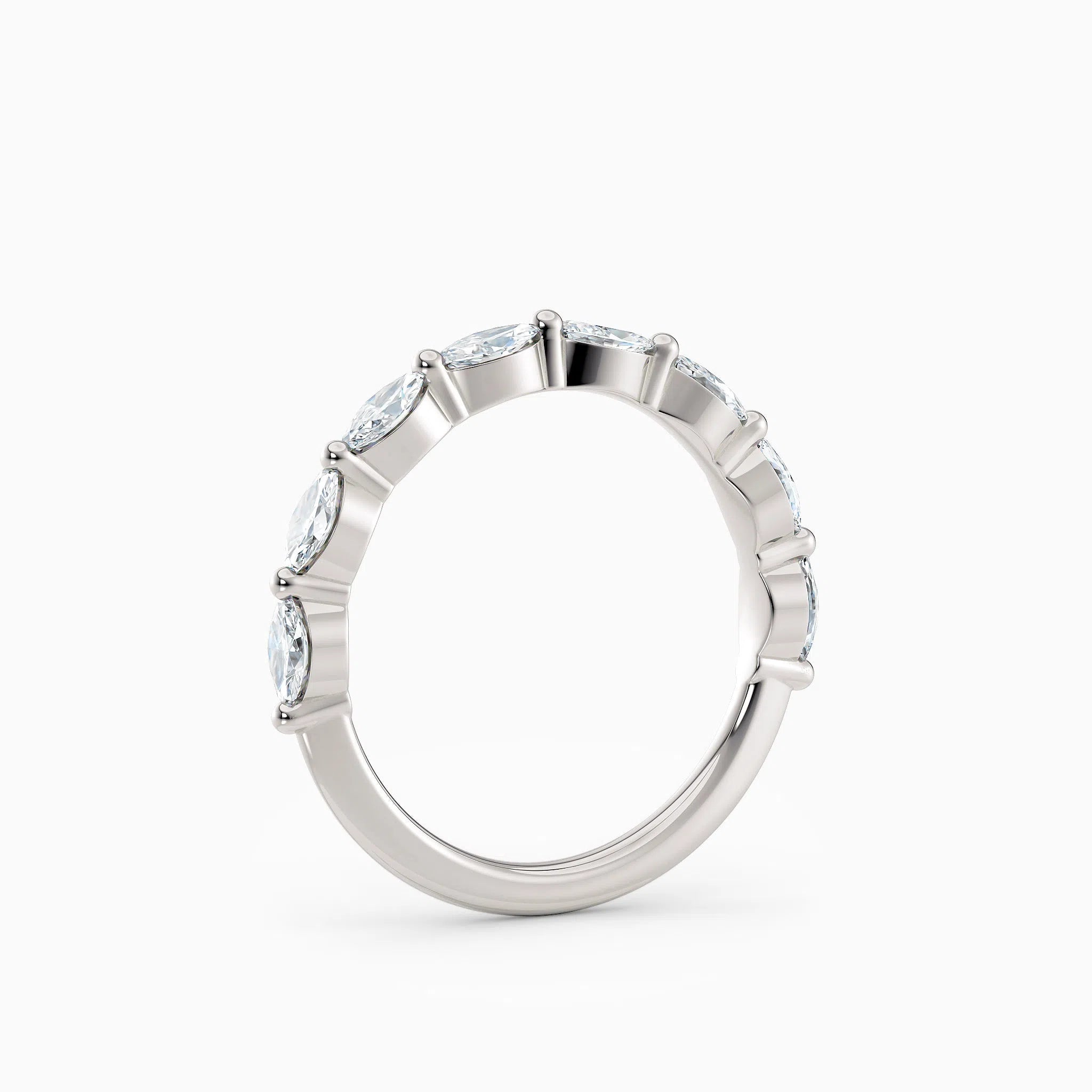 Single Prong Marquise Diamond Wedding Band