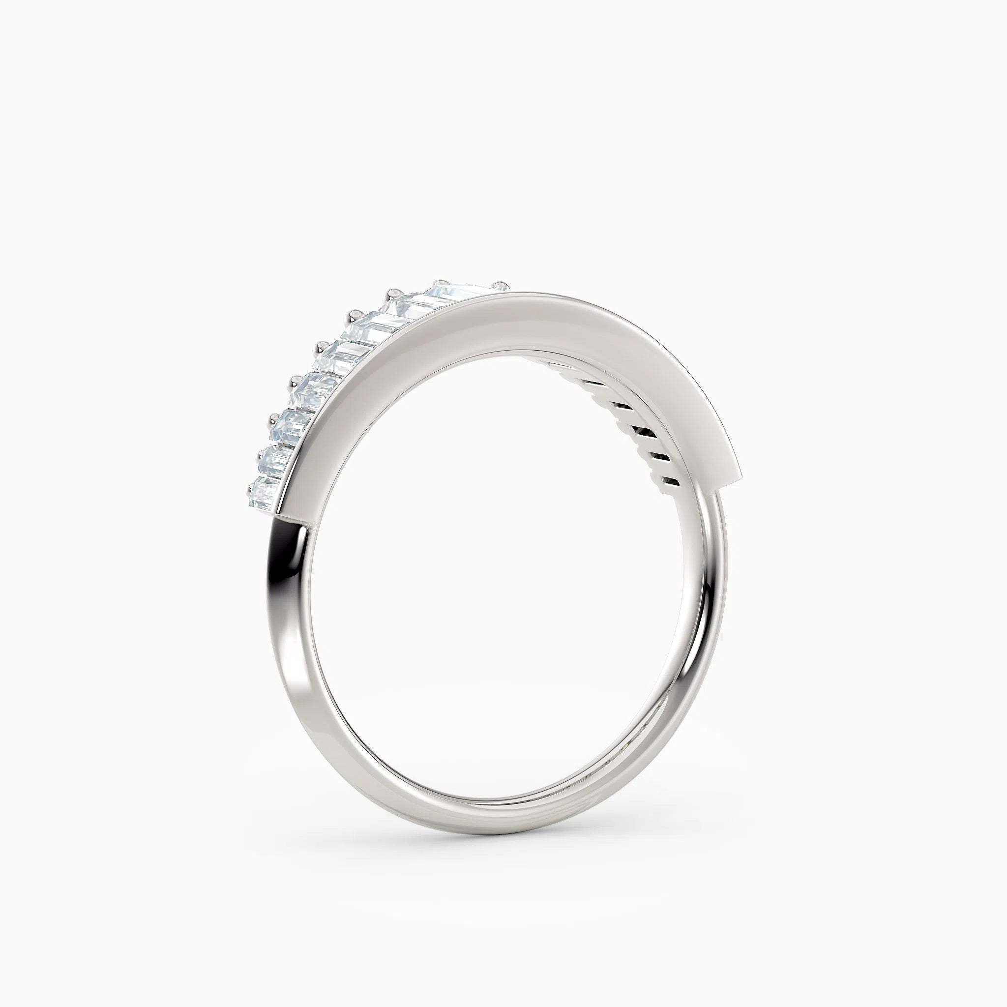 Descending Tiara Baguette Wedding Band