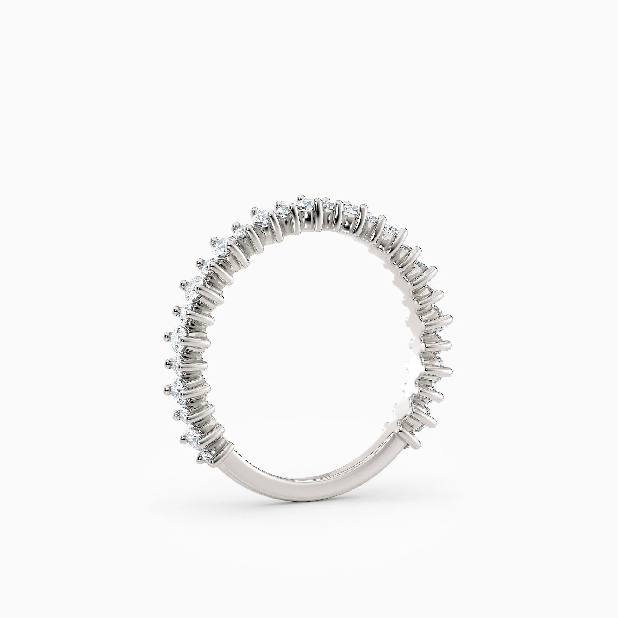 Single Prong Petite Round Diamond Wedding Band