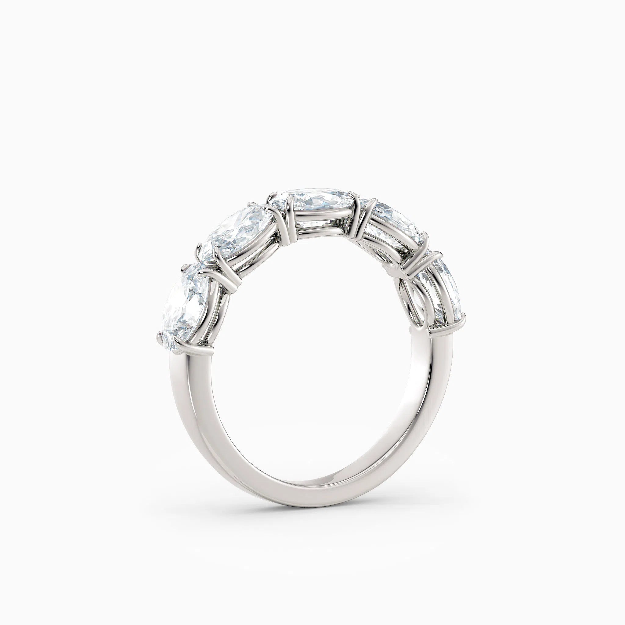 Oval Diamond Four Stone Wedding Band