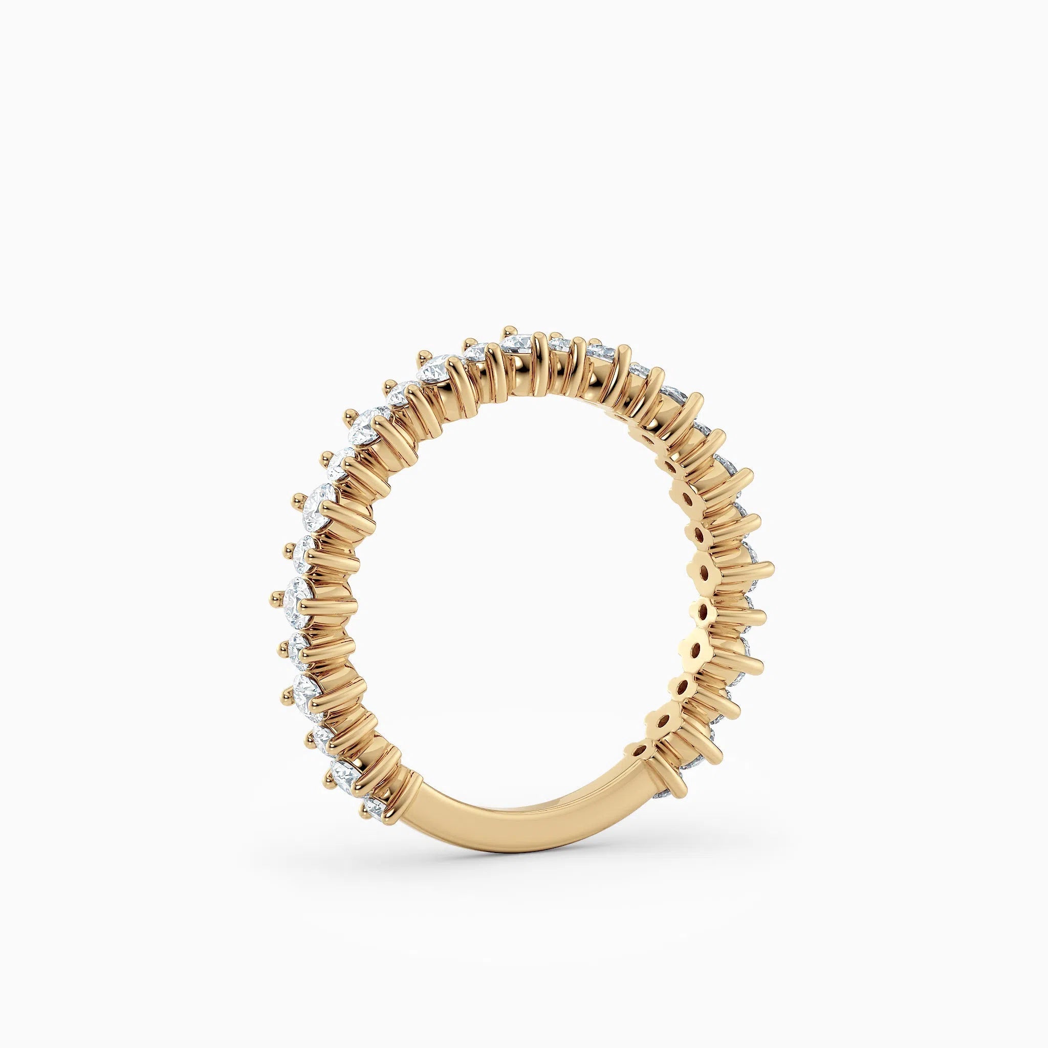 Three-Quarters, Two-Prong Round Diamond Wedding Band