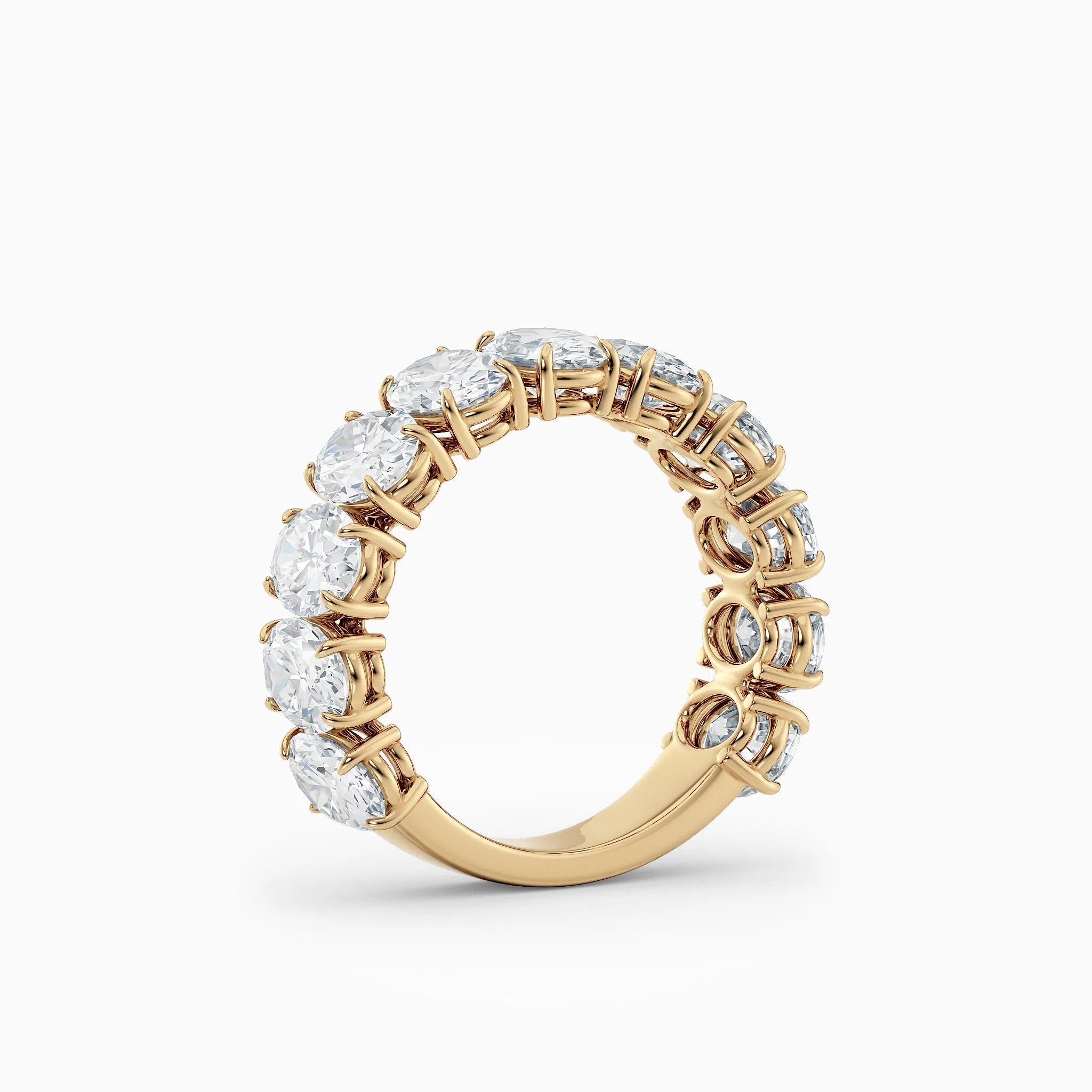 Vertical Three Quarters Oval Diamond Wedding Band