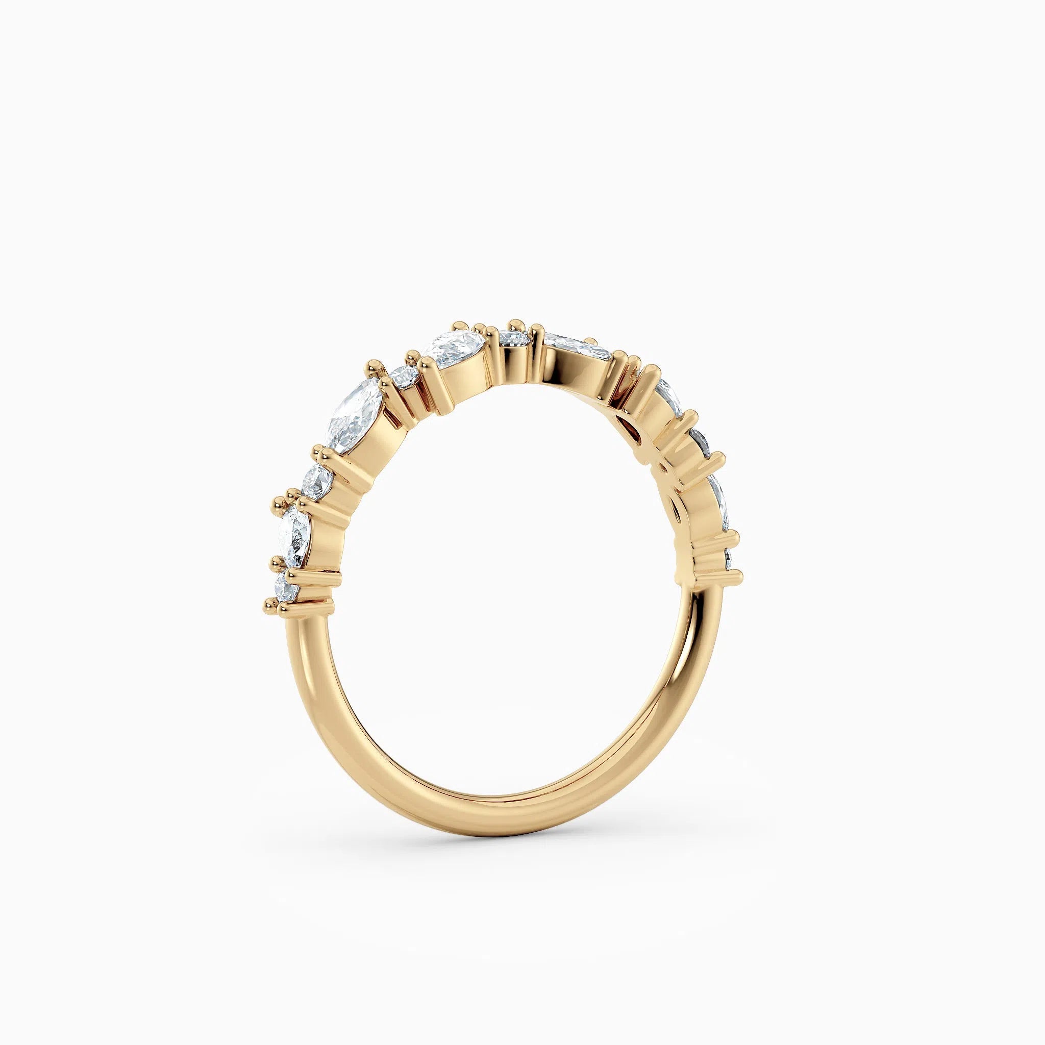 Offset Oval & Round Diamond Wedding Band