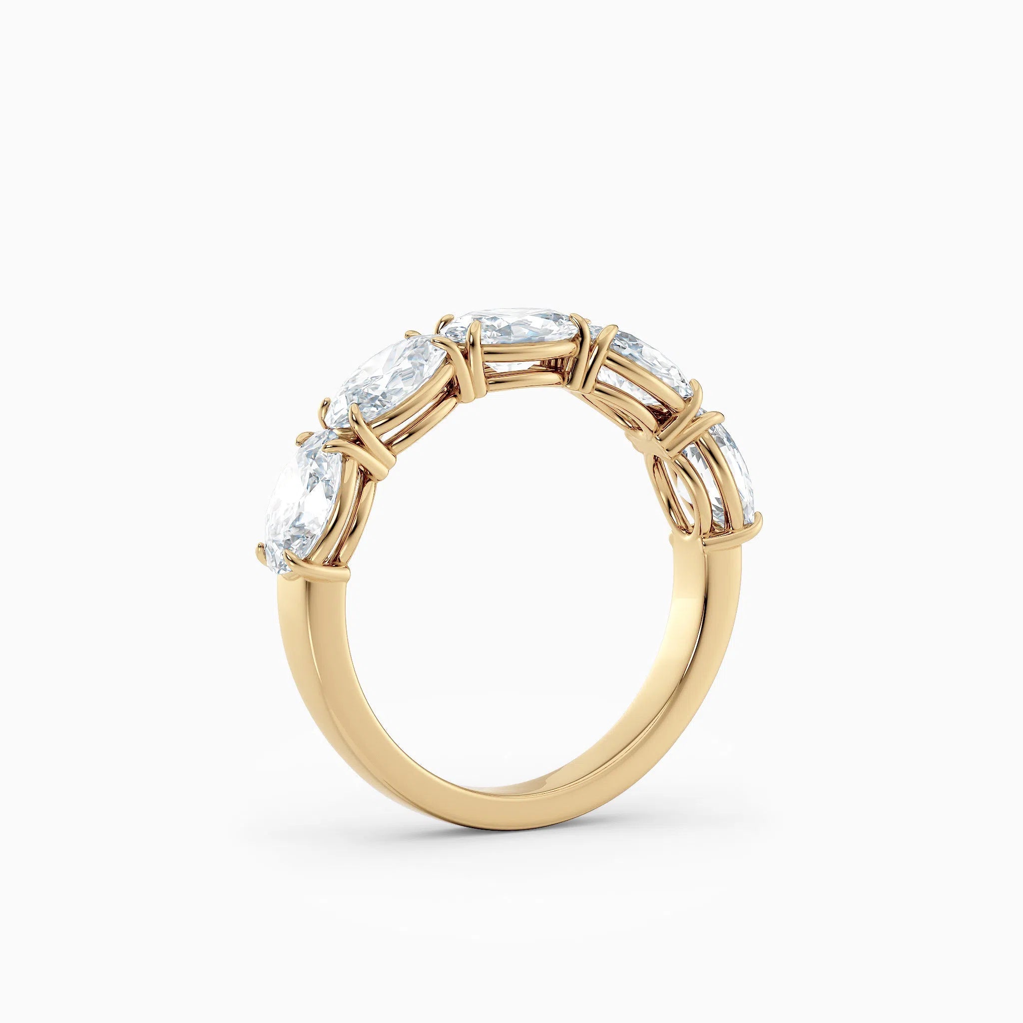 Oval Diamond Four Stone Wedding Band