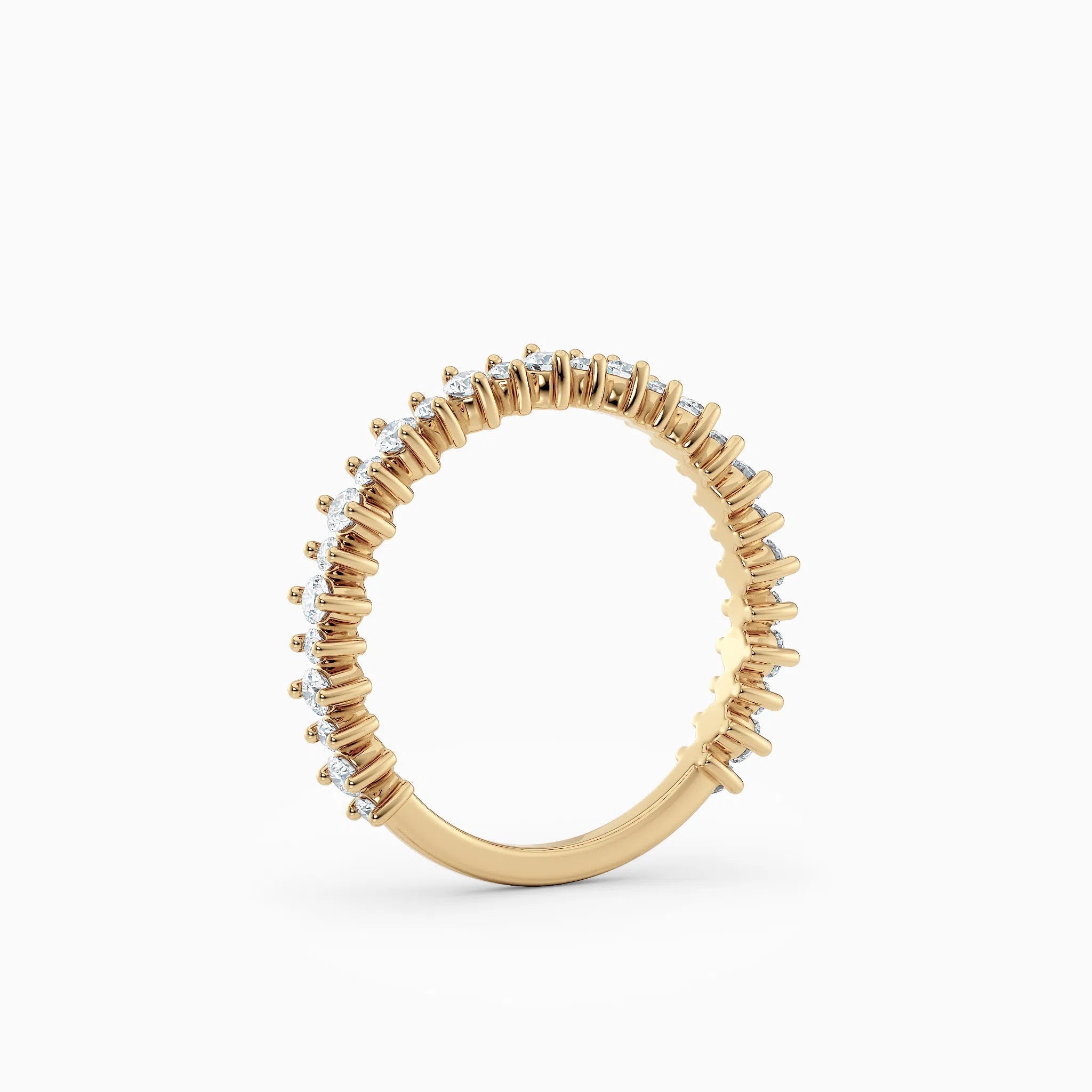 Single Prong Petite Round Diamond Wedding Band