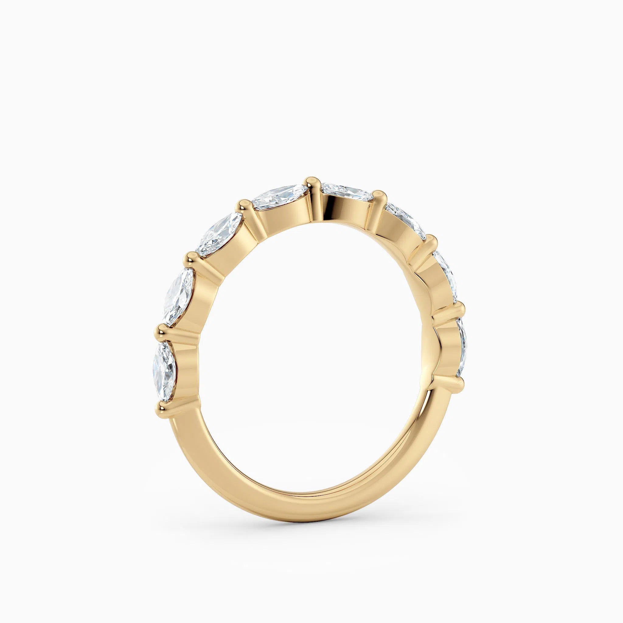 Single Prong Marquise Diamond Wedding Band