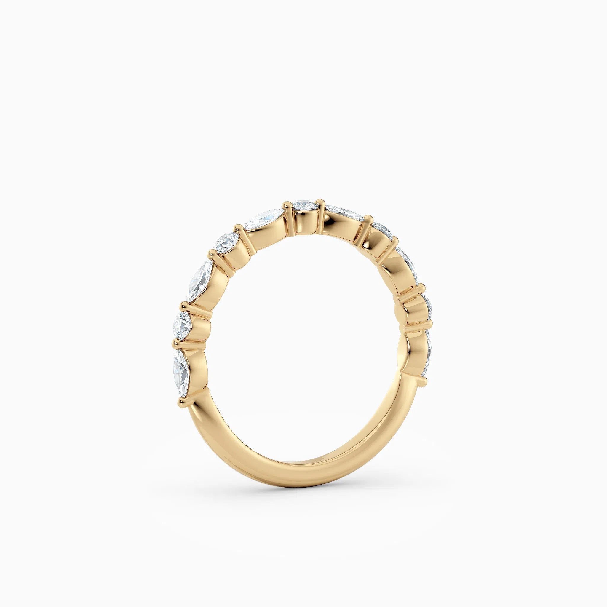 Round & Marquise Diamond Wedding Band