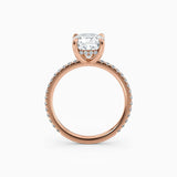Willow | Cushion Hidden Halo Engagement Ring with Pave Band