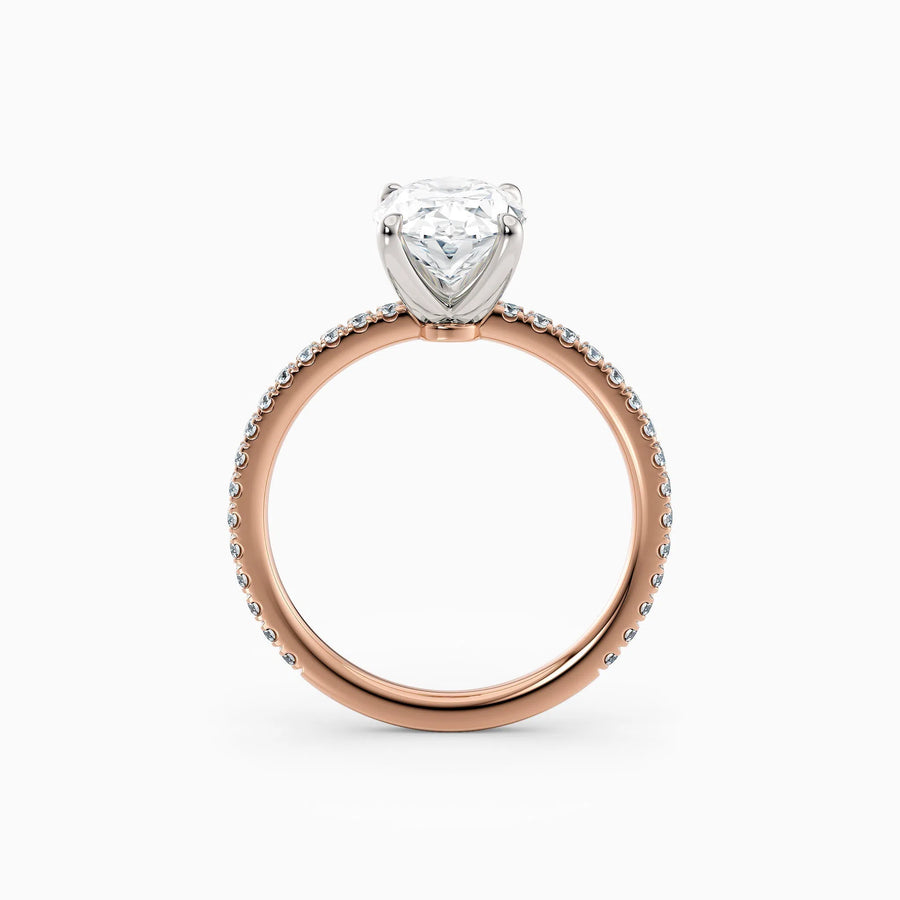 Sarah | Oval Solitaire Engagement Ring with Pave Band