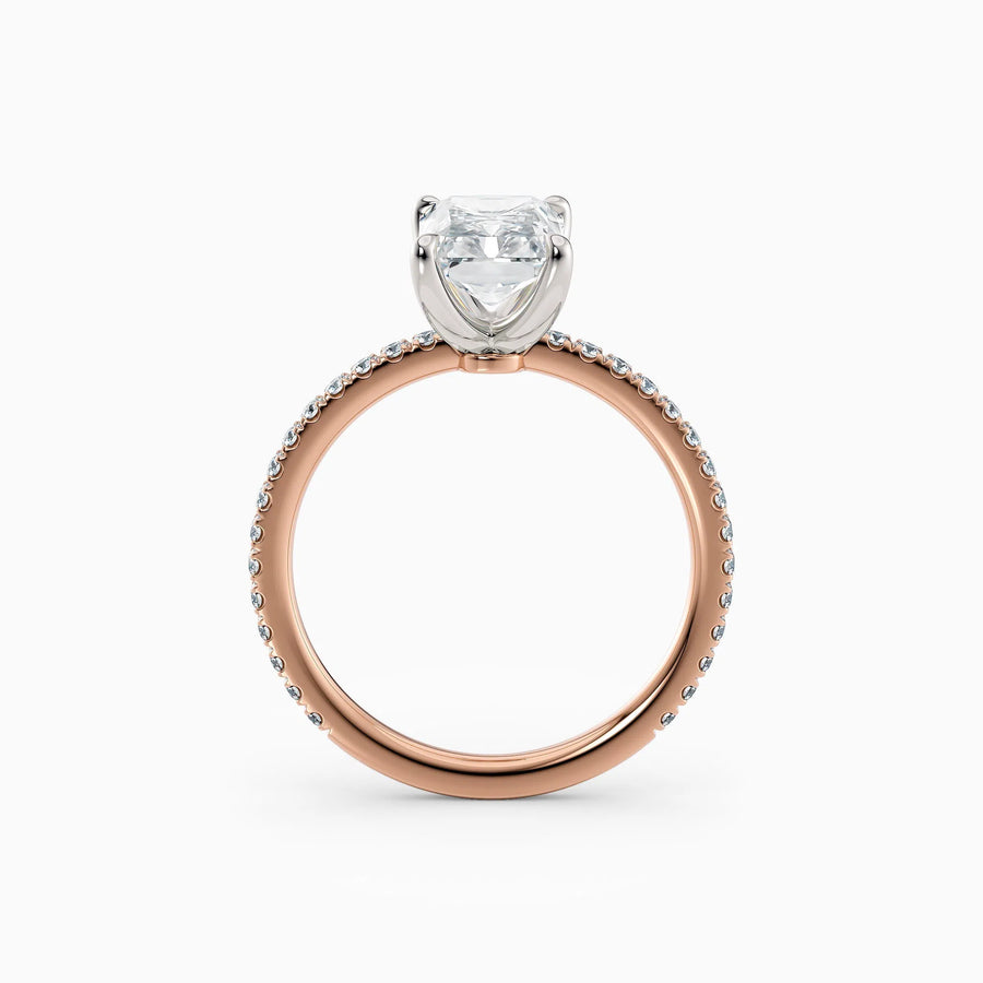 Sarah | Radiant Solitaire Engagement Ring with Pave Band