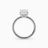 Willow | Emerald Hidden Halo Engagement Ring with Pave Band