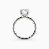 Willow | Cushion Hidden Halo Engagement Ring with Pave Band