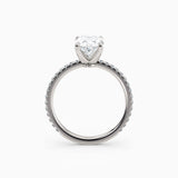 Sarah | Oval Solitaire Engagement Ring with Pave Band