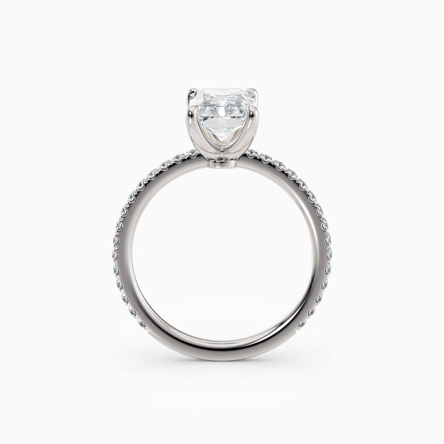 Sarah | Radiant Solitaire Engagement Ring with Pave Band