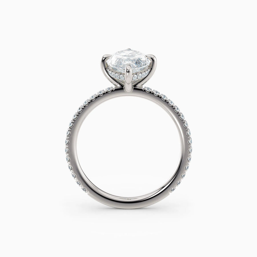 Willow | Marquise Hidden Halo Engagement Ring with Pave Band