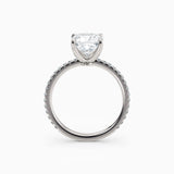 Sarah | Cushion Solitaire Engagement Ring with Pave Band