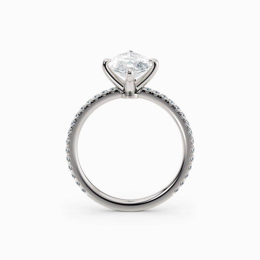 Sarah | Marquise Solitaire Engagement Ring with Pave Band