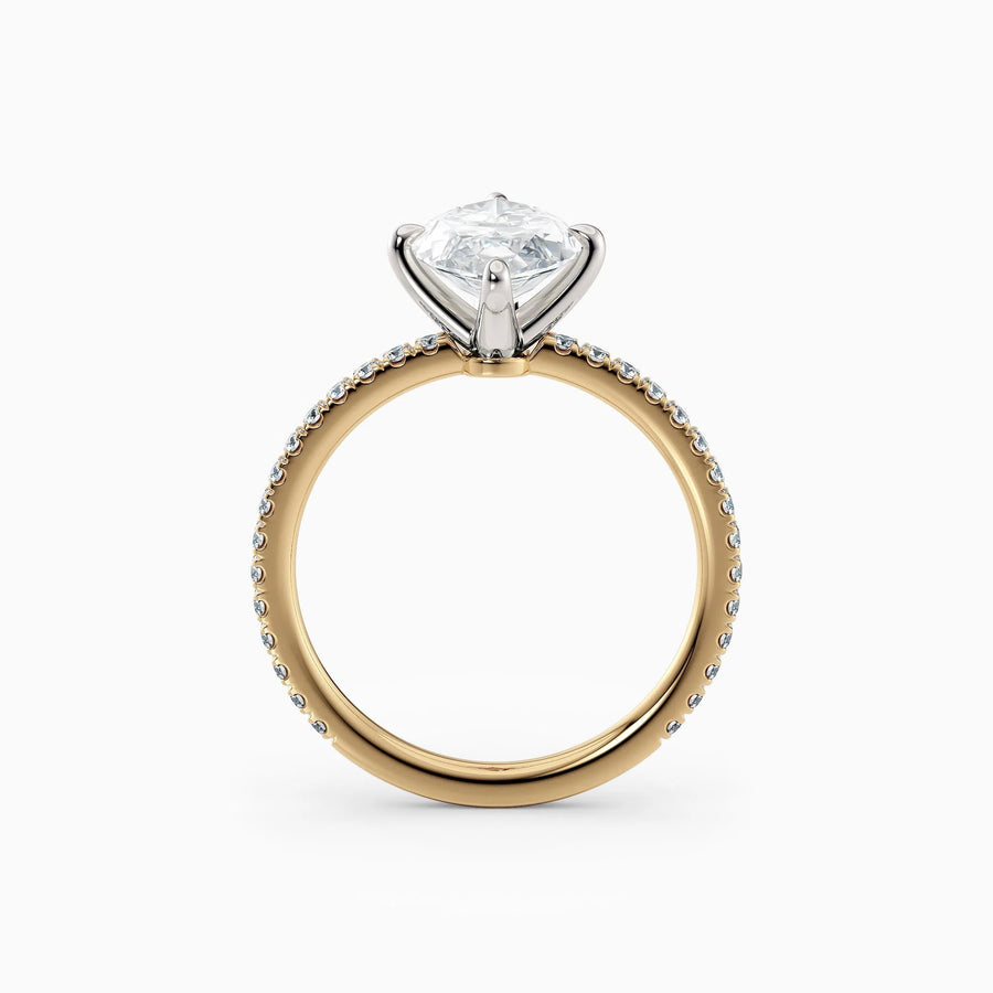 Sarah | Marquise Solitaire Engagement Ring with Pave Band