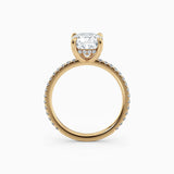 Willow | Cushion Hidden Halo Engagement Ring with Pave Band