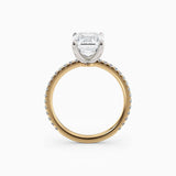 Sarah | Emerald Solitaire Engagement Ring with Pave Band