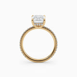 Willow | Emerald Hidden Halo Engagement Ring with Pave Band