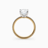 Sarah | Cushion Solitaire Engagement Ring with Pave Band