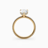 Willow | Pear Cut Hidden Halo Engagement Ring with Pave Band